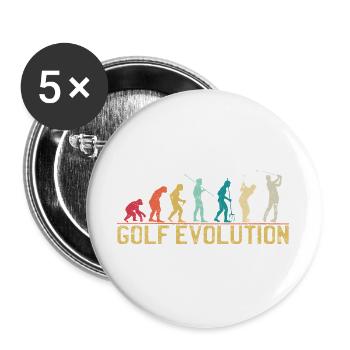Golf Evolution Silhouette Design - Buttons groß 56 mm (5er Pack) - Weiß - Vorne