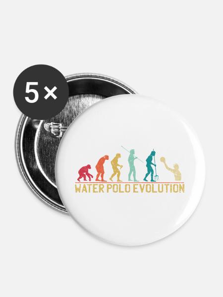 Wasserball Evolution Progression Design - Buttons groß 56 mm (5er Pack) - Weiß