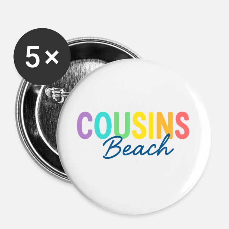 Cousins Beach – Colorful Summer - Buttons groß 56 mm (5er Pack) - Weiß