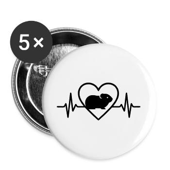 Coeur de cochon d’Inde - Lot de 5 grands badges (56 mm) - blanc - Devant