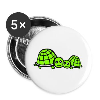 2 Tortues Maman Papa Enfant Famille Amour Mignon - Lot de 5 grands badges (56 mm) - blanc - Devant