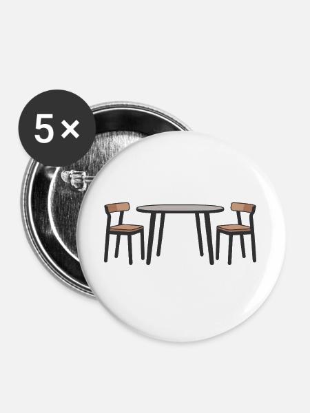 Zeitgenössische Esszimmergarnitur Illustration - Buttons groß 56 mm (5er Pack) - Weiß