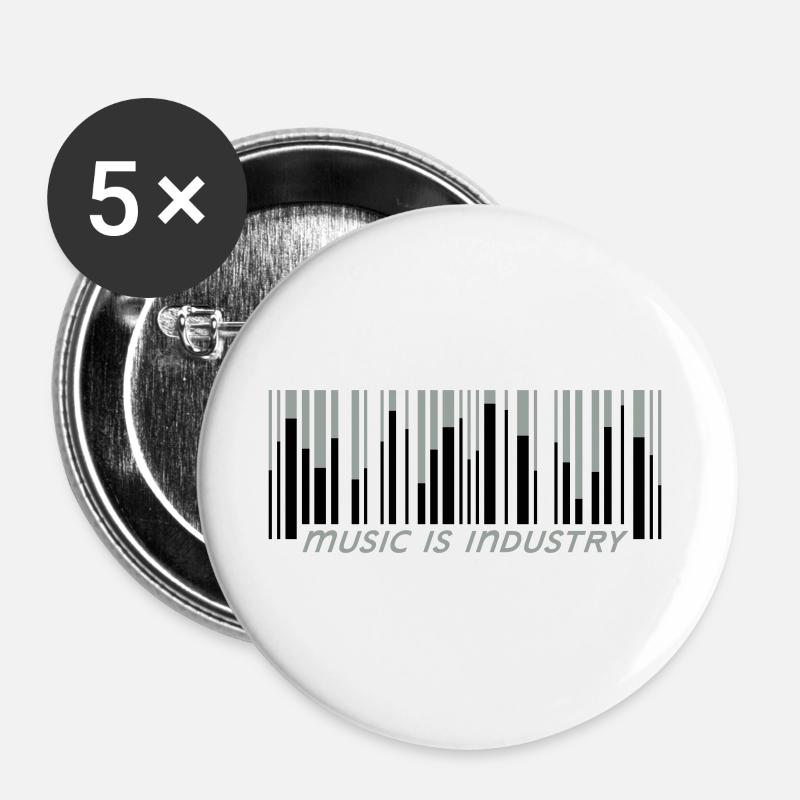 music is industry - Buttons large 2.2''/56 mm (5-pack) - white
