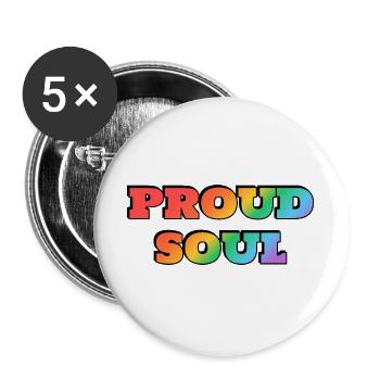 Texte arc-en-ciel Proud Soul - Lot de 5 grands badges (56 mm) - blanc - Devant