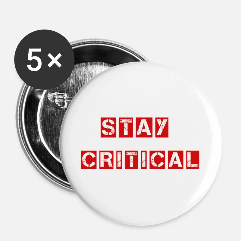 Stay Critical Shirt - Question Everything - Buttons large 2.2''/56 mm (5-pack) - white