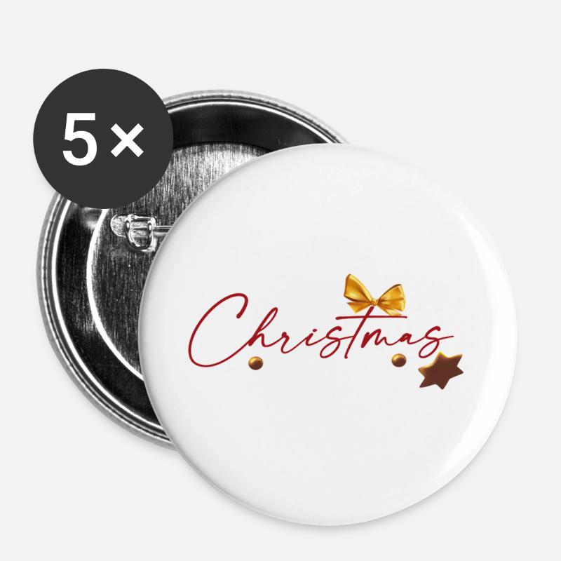 Weihnachtszauber  - Buttons groß 56 mm (5er Pack) - Weiß