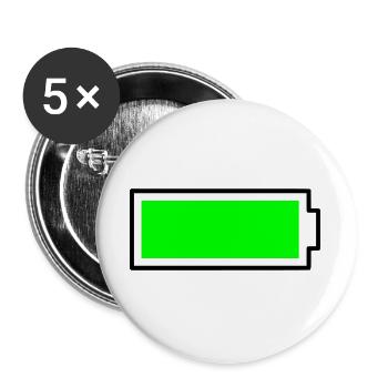 Neon Green Block Design Battery Full Energy - Buttons large 2.2''/56 mm (5-pack) - white - Front