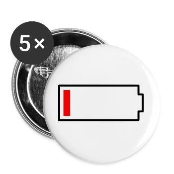 Icône de batterie vide | Drôle de déclaration pour fatigué - Lot de 5 grands badges (56 mm) - blanc - Devant