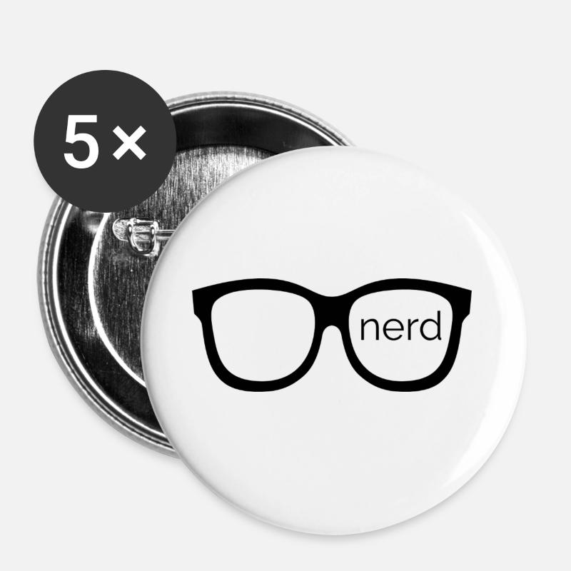 Nerd - Design with nerd glasses! - Buttons large 2.2''/56 mm (5-pack) - white