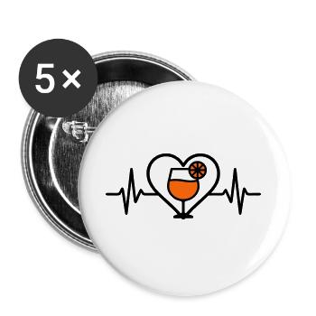 Spritz Herz Cocktail Aperitif - Buttons groß 56 mm (5er Pack) - Weiß - Vorne