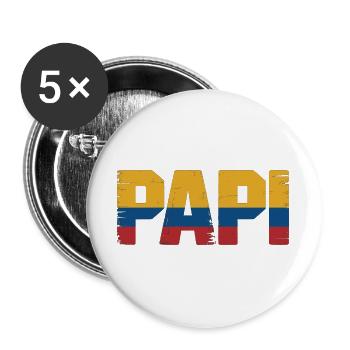  Papi Kolumbien Flagge – Geschenk für - Buttons groß 56 mm (5er Pack) - Weiß - Vorne