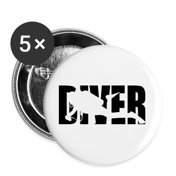 Classic Diver Design – Depth & Adventure - Buttons large 2.2''/56 mm (5-pack) - white - Front
