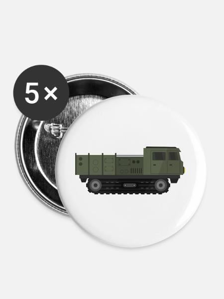 Militär-LKW - Buttons groß 56 mm (5er Pack) - Weiß