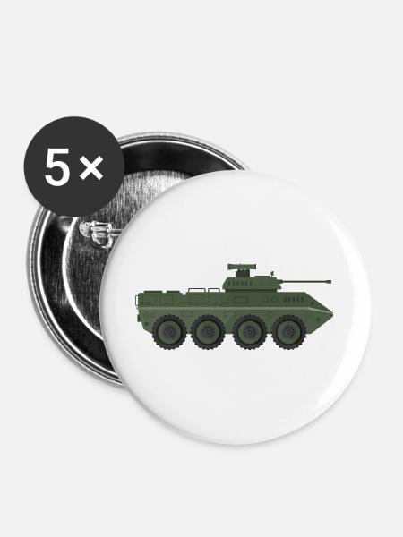 Militär-LKW - Buttons groß 56 mm (5er Pack) - Weiß