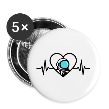 Astronaut Heart Space Travel Cosmos Helmet - Buttons large 2.2''/56 mm (5-pack) - white - Front