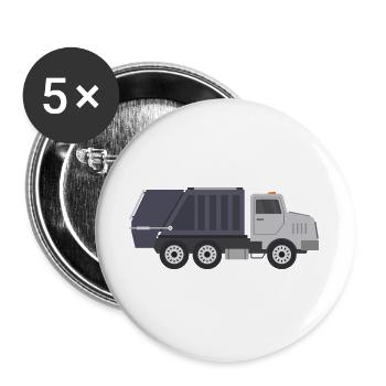 Camion à ordures - Lot de 5 grands badges (56 mm) - blanc - Devant