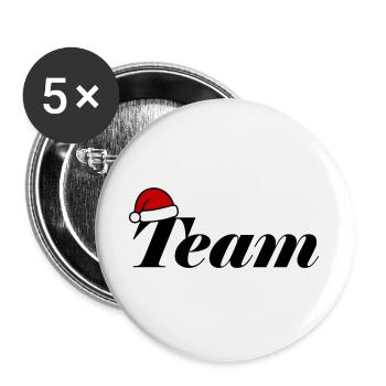 Équipe Chapeau de Noël - Lot de 5 grands badges (56 mm) - blanc - Devant