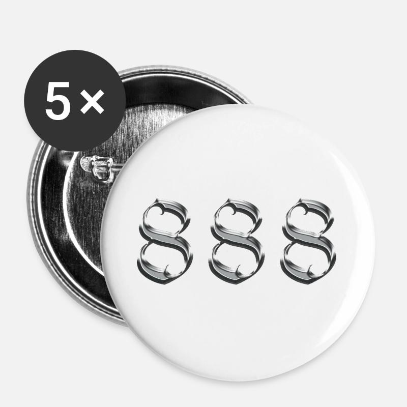 Engel Nummer 888 Bilanz - Buttons groß 56 mm (5er Pack) - Weiß