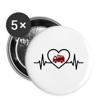 Heart Fire Truck Fire Truck - Buttons large 2.2''/56 mm (5-pack) - white - Front
