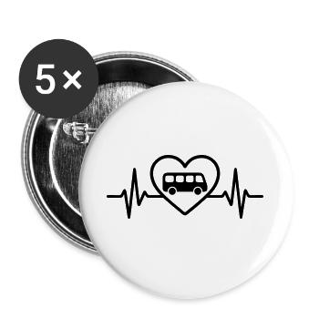 Chauffeur de bus Heart - Lot de 5 grands badges (56 mm) - blanc - Devant