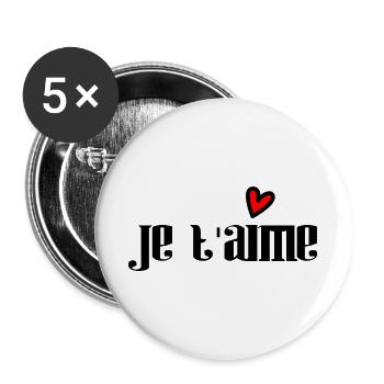 ICH LIEBE DICH. LIEBE DICH. WEIHNACHTEN. FROHE WEIHNACHTEN. TANNE. - Buttons groß 56 mm (5er Pack) - Weiß - Vorne