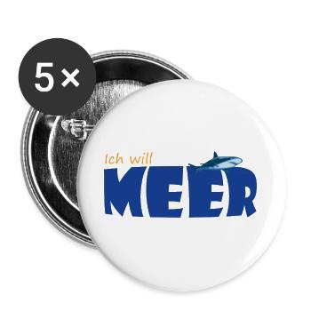 ICH WILL MEER - Buttons groß 56 mm (5er Pack) - Weiß - Vorne