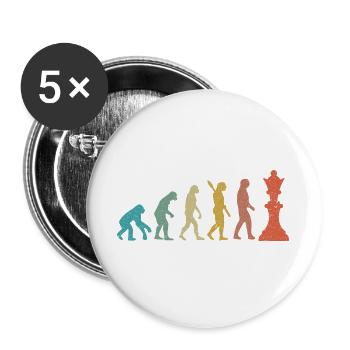Entwicklung vom Mann zum König Schachhumor - Buttons groß 56 mm (5er Pack) - Weiß - Vorne