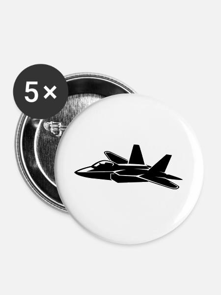 Flugzeug - Buttons groß 56 mm (5er Pack) - Weiß