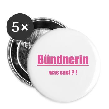 Bündnerin Was Sus?! Pink Text - Buttons groß 56 mm (5er Pack) - Weiß - Vorne