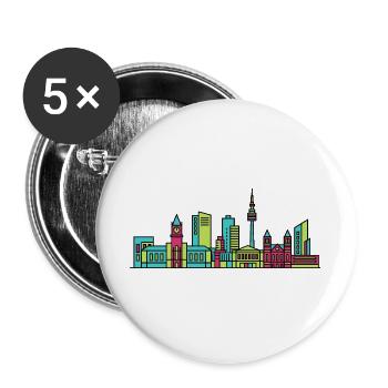 Leeds City Skyline Town Hall Modern Line Art - Buttons large 2.2''/56 mm (5-pack) - white - Front