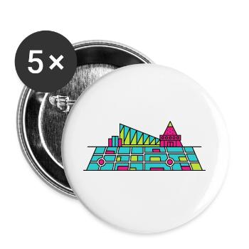 Orpheline urbain Xscape de Milton Keynes Modern Line Art - Lot de 5 grands badges (56 mm) - blanc - Devant