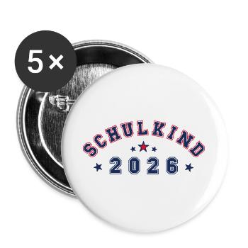 Schulkind 2026 - cool & neutral - Buttons groß 56 mm (5er Pack) - Weiß - Vorne
