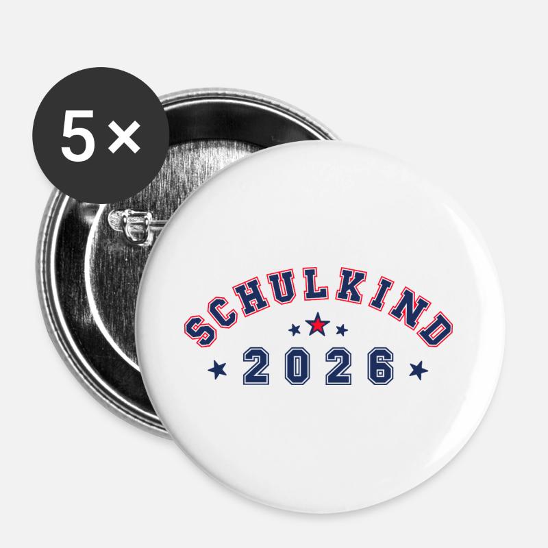 Schoolchild 2026 - cool & neutral - Buttons large 2.2''/56 mm (5-pack) - white