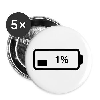 Battery symbol charge level 1% - Buttons large 2.2''/56 mm (5-pack) - white - Front