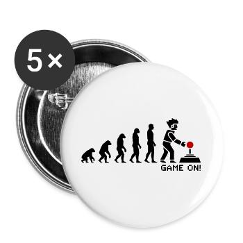 Evolution zum Gamer Pixel Look - Buttons groß 56 mm (5er Pack) - Weiß - Vorne