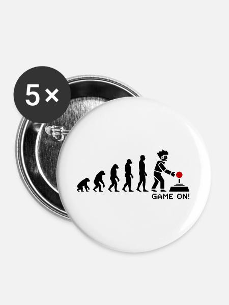 Evolution zum Gamer Pixel Look - Buttons groß 56 mm (5er Pack) - Weiß