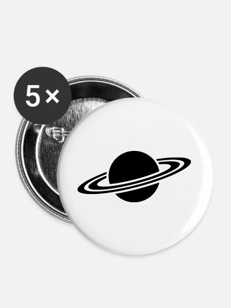 Saturn Planet Ring Silhouette - Buttons groß 56 mm (5er Pack) - Weiß