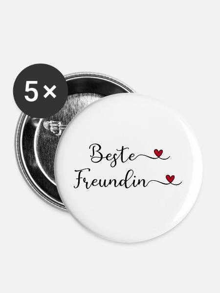 Beste Freundin - Buttons groß 56 mm (5er Pack) - Weiß