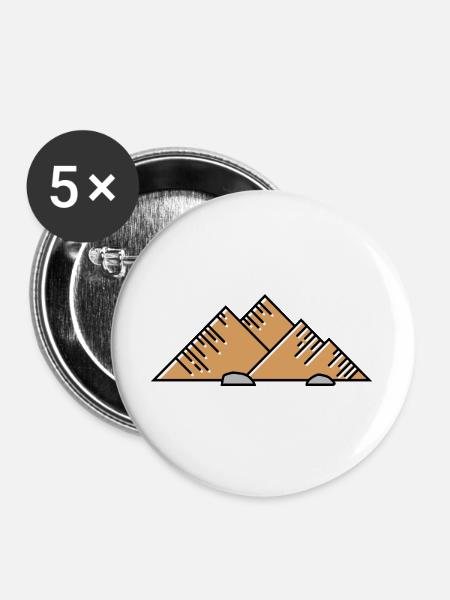 Berge Mountains icon - Buttons groß 56 mm (5er Pack) - Weiß