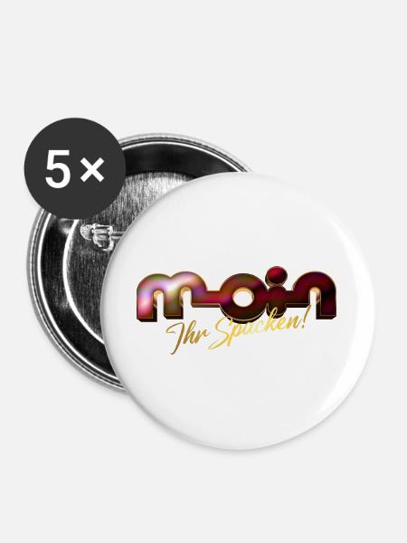 Moin ihr Spacken! - Buttons groß 56 mm (5er Pack) - Weiß