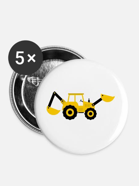 Bagger - Buttons groß 56 mm (5er Pack) - Weiß
