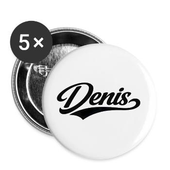 Denis' Name, erste letzte Familiengeschenke - Buttons groß 56 mm (5er Pack) - Weiß - Vorne