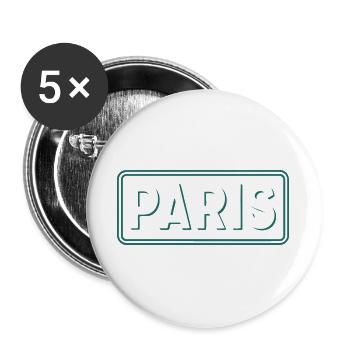 Panneau Paris Line Art Vert Blanc - Lot de 5 grands badges (56 mm) - blanc - Devant