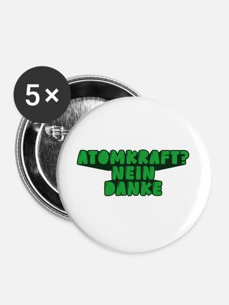 Atomkraft? Nein danke - Buttons groß 56 mm (5er Pack) - Weiß