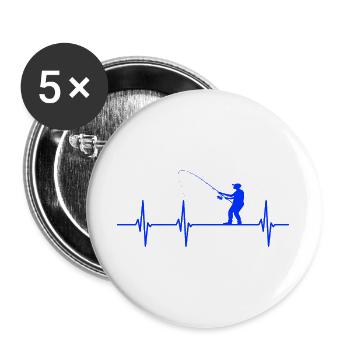 Angeln Herzschlag Ekg Angelrute - Buttons groß 56 mm (5er Pack) - Weiß - Vorne