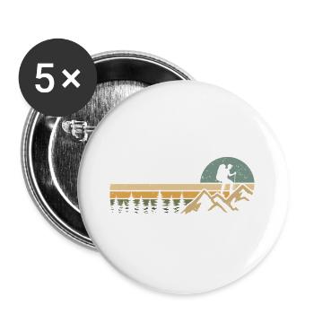 Alpen Berge Wandern Outdoor Wanderung Hiking - Buttons groß 56 mm (5er Pack) - Weiß - Vorne