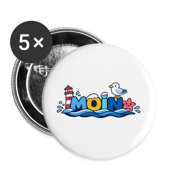 MOIN Seagull Phare Maritime Coloré - Lot de 5 grands badges (56 mm) - blanc - Devant