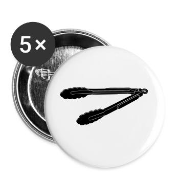 Silhouette des pinces barbecue - Lot de 5 grands badges (56 mm) - blanc - Devant