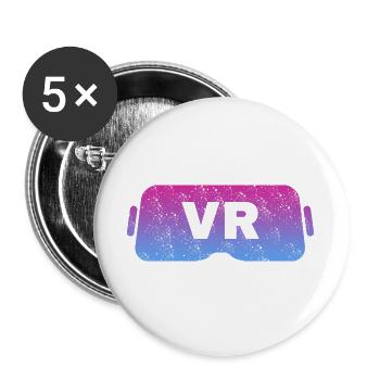 Virtual Reality VR Vintage Gamer Retro Videobrille - Buttons groß 56 mm (5er Pack) - Weiß - Vorne