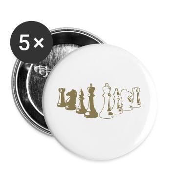 Échiquier en silhouette minimaliste - Lot de 5 grands badges (56 mm) - blanc - Devant